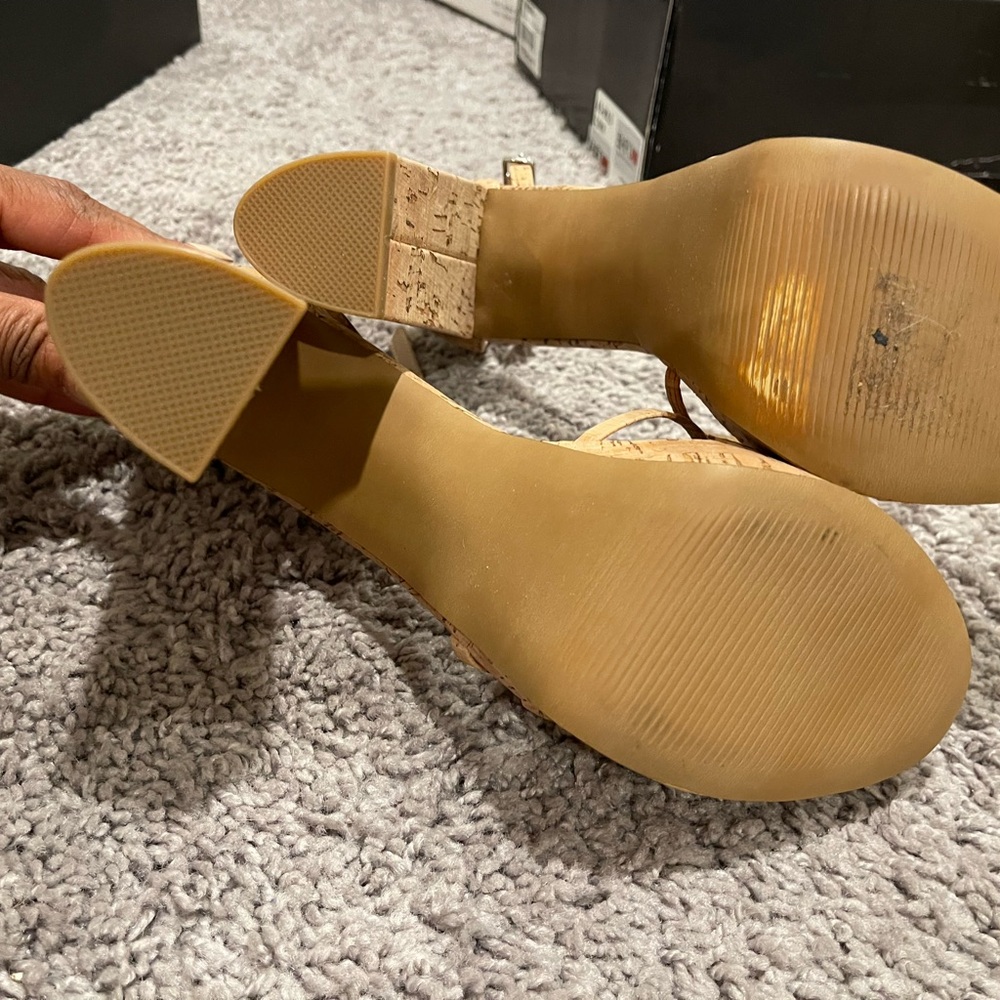 Aqua Tan Cork Strappy Heels - Picture 8 of 8